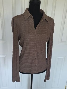 Philosophy Brown Textured Button-Down Shirt